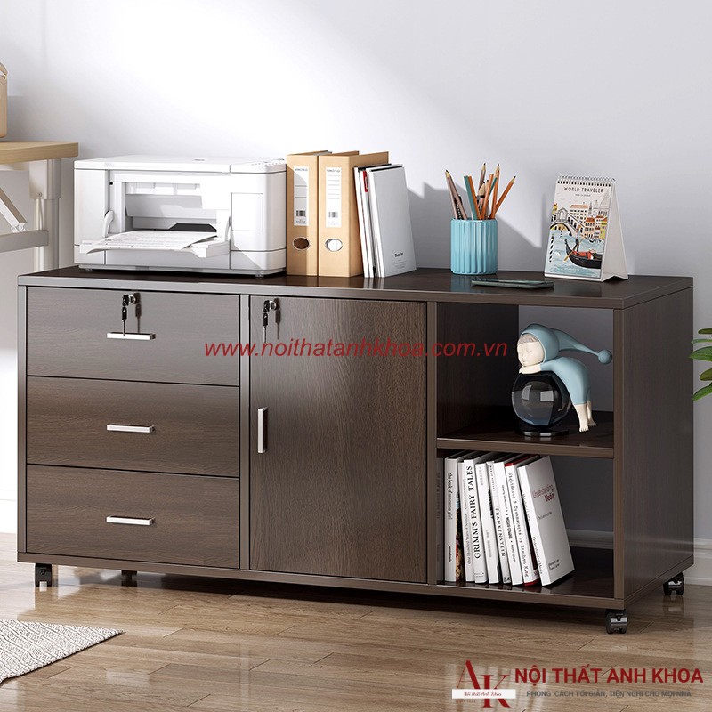 Tủ hồ sơ văn phòng có bánh xe gỗ MDF tiện lợi, hiện đại
