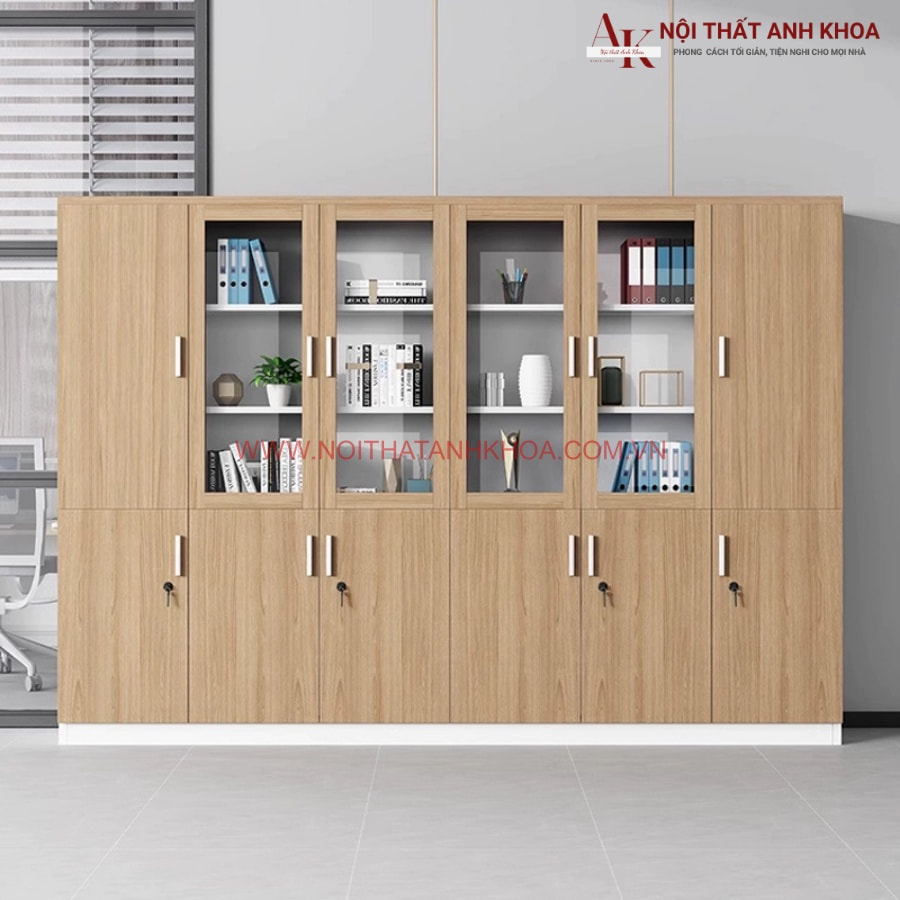 Tủ hồ sơ văn phòng gỗ công nghiệp màu vân gỗ đẹp hiện đại Tủ hồ sơ văn phòng gỗ công nghiệp màu vân gỗ đẹp hiện đại