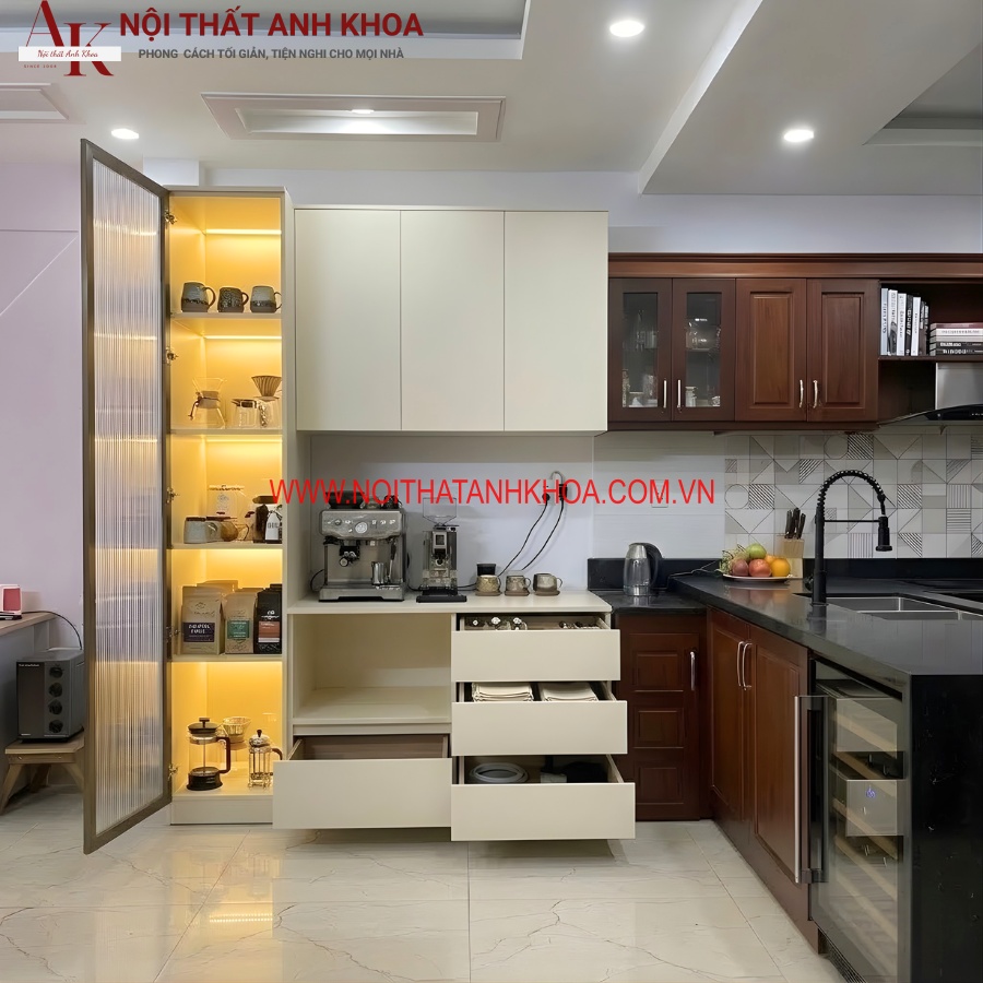 Tủ để đồ nhà bếp thông minh tiện lợi màu kem Tủ để đồ nhà bếp thông minh tiện lợi màu kem