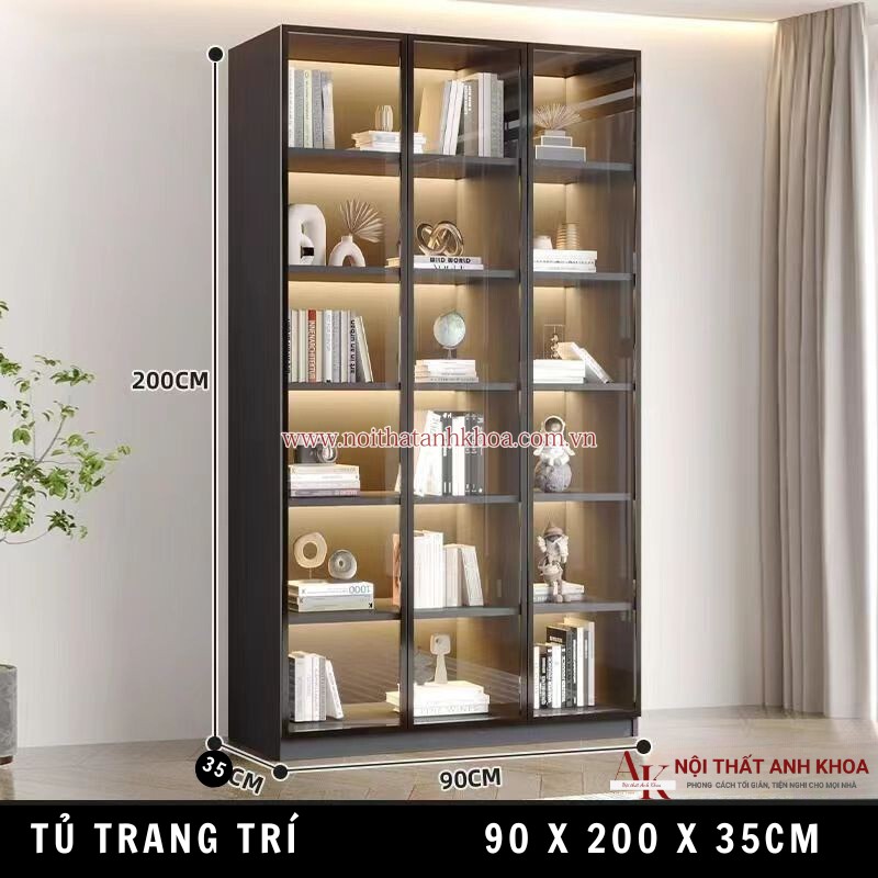 Tủ kệ trang trí phòng khách màu đen hiện đại (KT: 90 x 35 x 200cm) Tủ kệ trang trí phòng khách màu đen hiện đại (KT: 90 x 35 x 200cm)