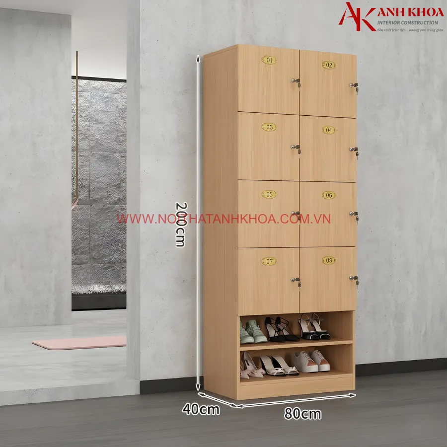 Kích thước tủ Locker gỗ công nghiệp đa năng có tủ để giày Kích thước tủ Locker gỗ công nghiệp đa năng có tủ để giày