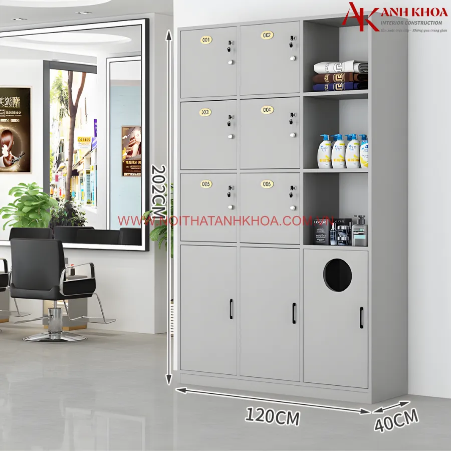 Kích thước tủ Locker văn phòng gỗ công nghiệp màu xám ghi, đa năng Kích thước tủ Locker văn phòng gỗ công nghiệp màu xám ghi, đa năng