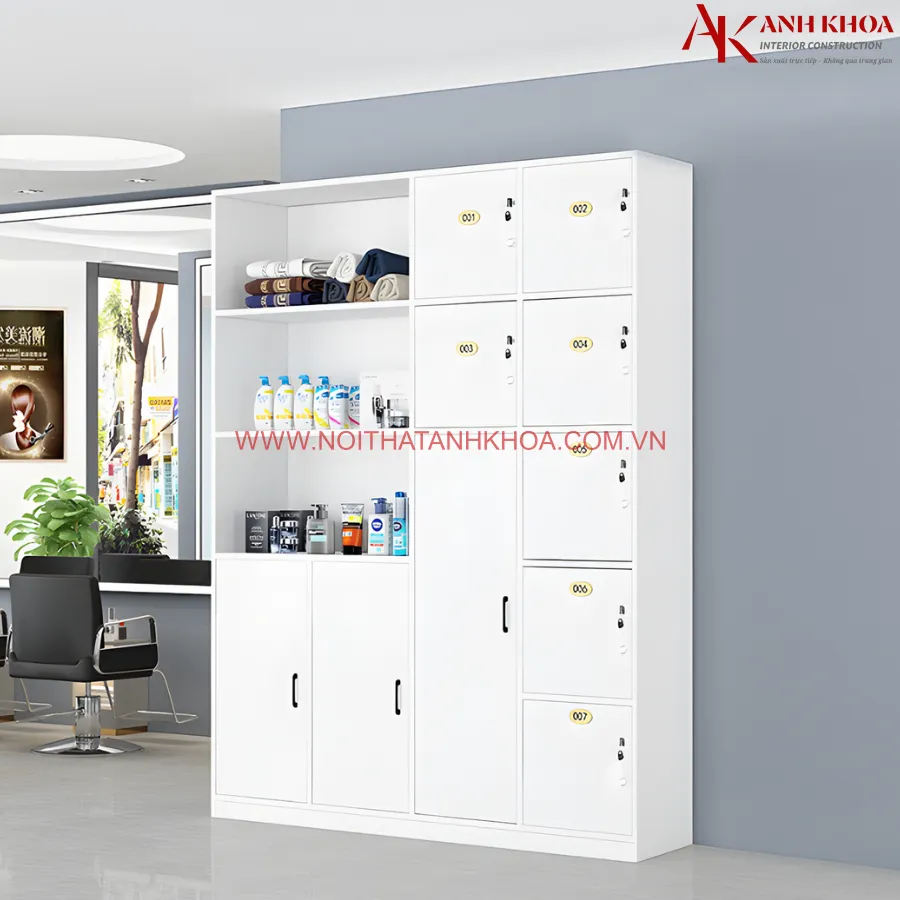 Tủ Locker văn phòng gỗ công nghiệp màu trắng, đa năng Tủ Locker văn phòng gỗ công nghiệp màu trắng, đa năng