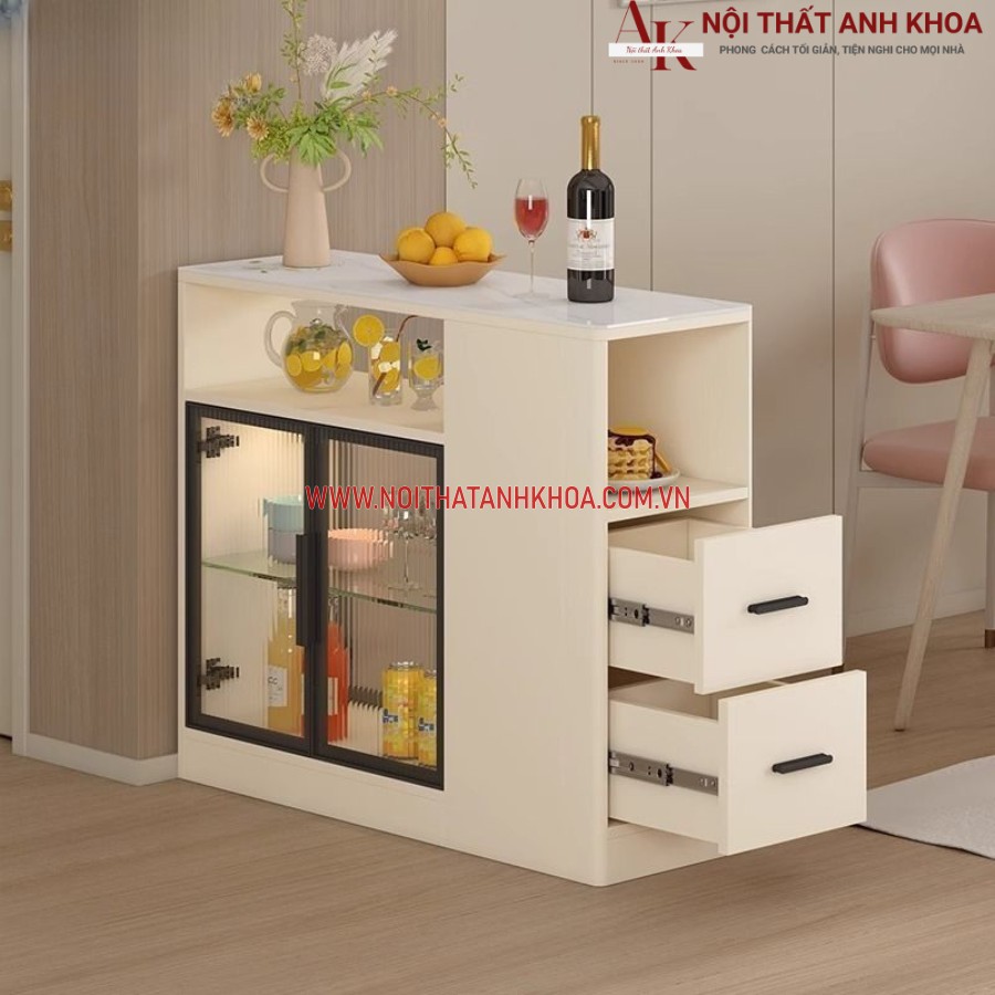 Tủ ly chén bát để cạnh nhà bếp thông minh sang trọng Tủ ly chén bát để cạnh nhà bếp thông minh sang trọng