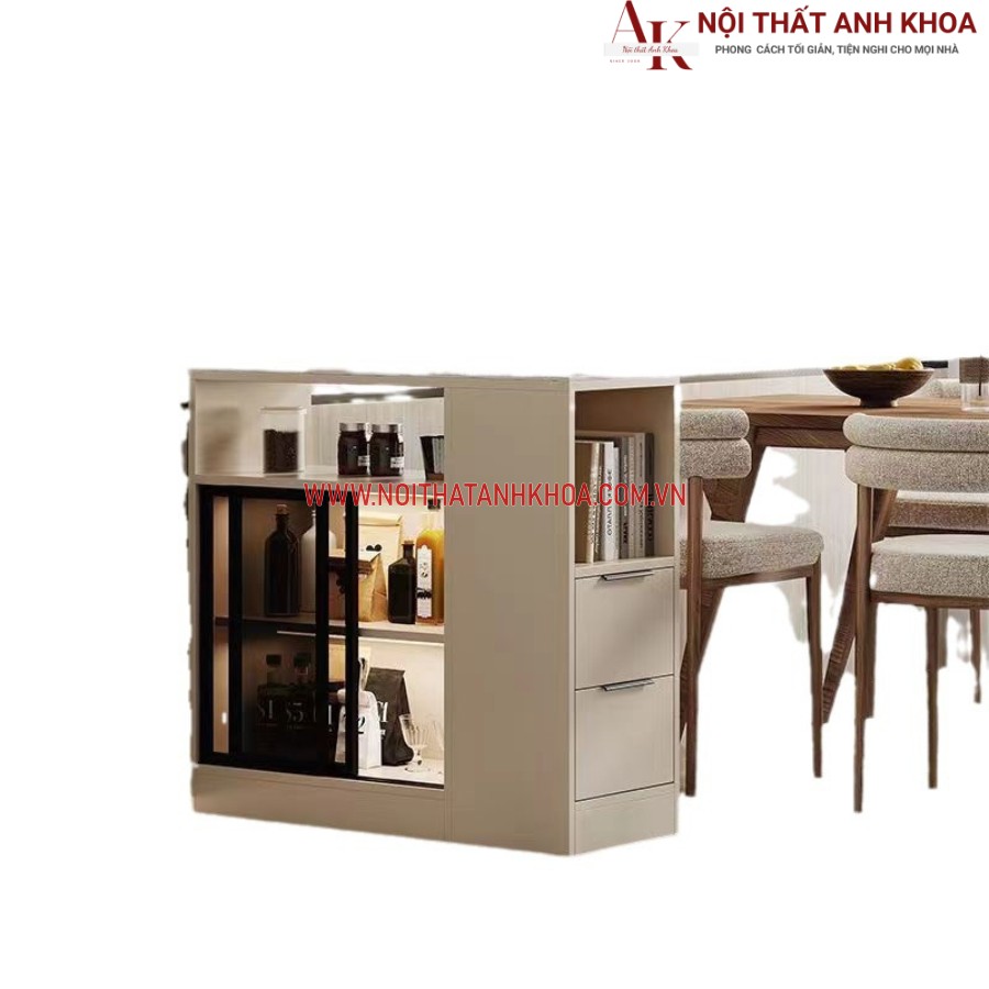 Tủ ly chén bát để cạnh nhà bếp thông minh sang trọng Tủ ly chén bát để cạnh nhà bếp thông minh sang trọng
