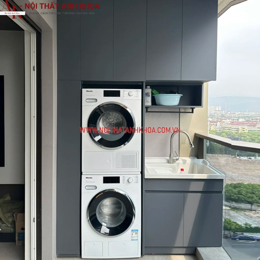 Tủ máy giặt gỗ công nghiệp thông minh nhiều ngăn Tủ máy giặt gỗ công nghiệp thông minh nhiều ngăn