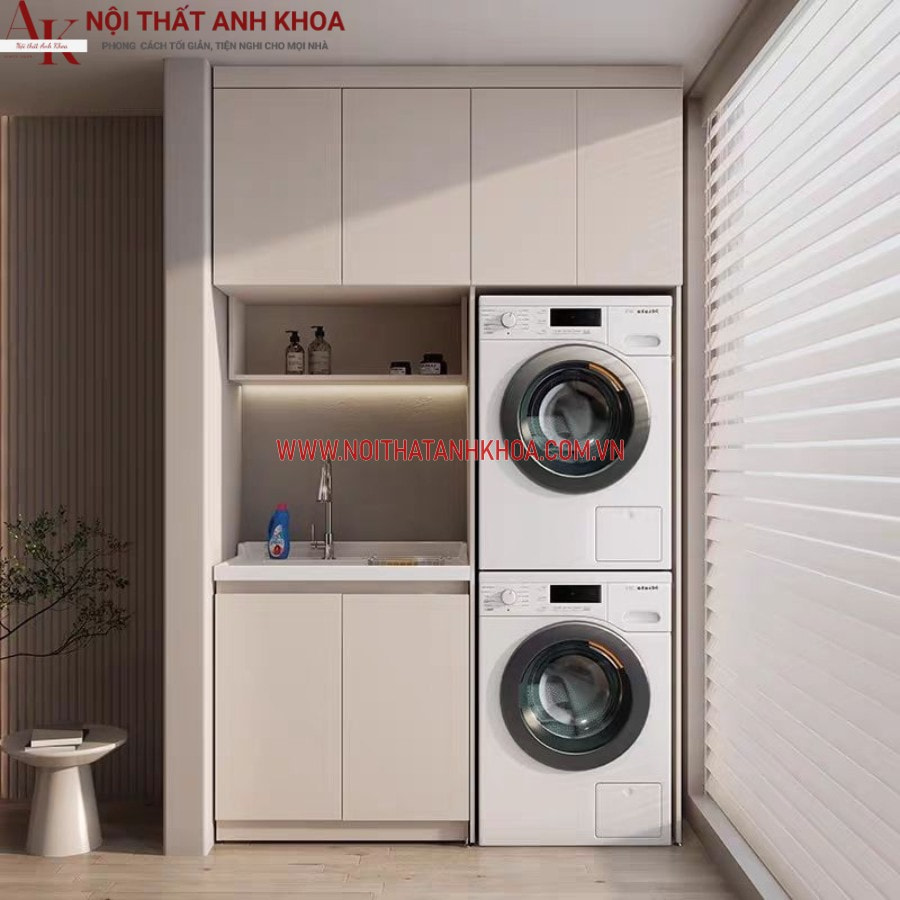 Tủ máy giặt gỗ công nghiệp thông minh nhiều ngăn Tủ máy giặt gỗ công nghiệp thông minh nhiều ngăn
