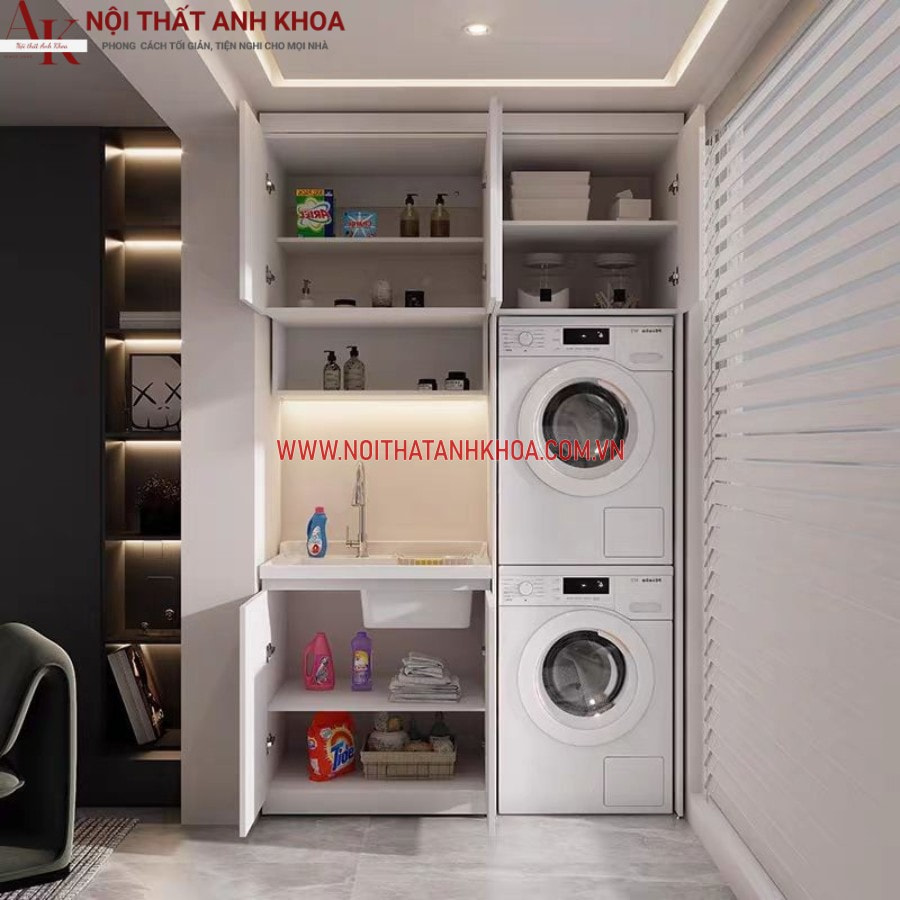Tủ máy giặt gỗ công nghiệp thông minh nhiều ngăn Tủ máy giặt gỗ công nghiệp thông minh nhiều ngăn
