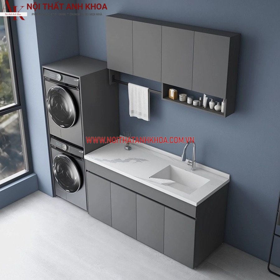 Tủ máy giặt gỗ MDF đẹp thông minh, tiện lợi Tủ máy giặt gỗ MDF đẹp thông minh, tiện lợi