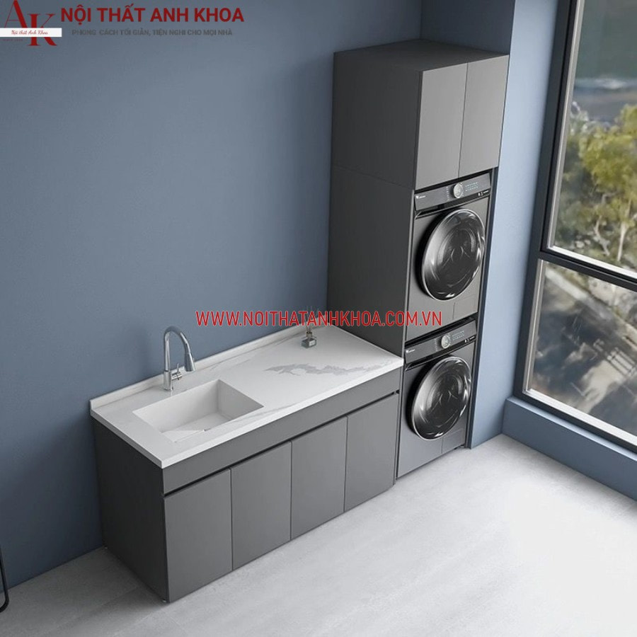 Tủ máy giặt gỗ MDF đẹp thông minh, tiện lợi Tủ máy giặt gỗ MDF đẹp thông minh, tiện lợi