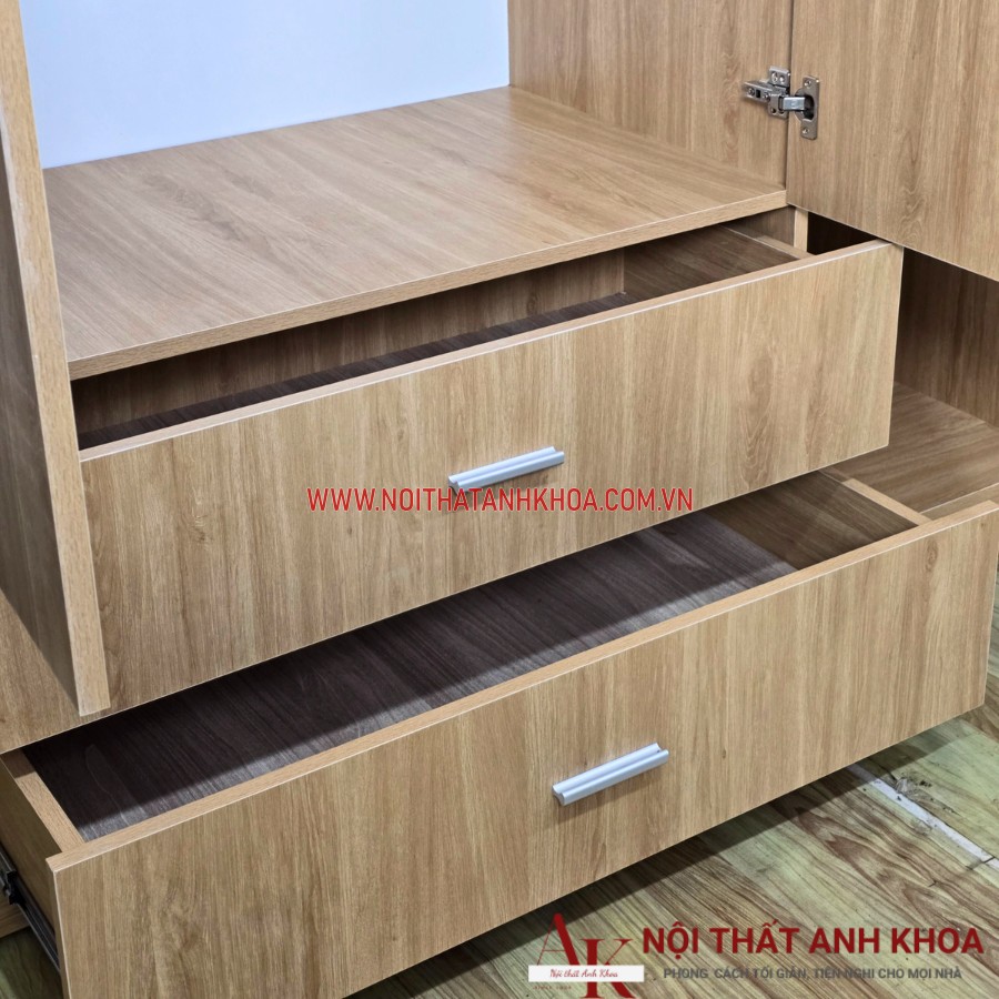 Hệ thống ngăn kéo của tủ quần áo 3 cánh gỗ công nghiệp Hệ thống ngăn kéo của tủ quần áo 3 cánh gỗ công nghiệp