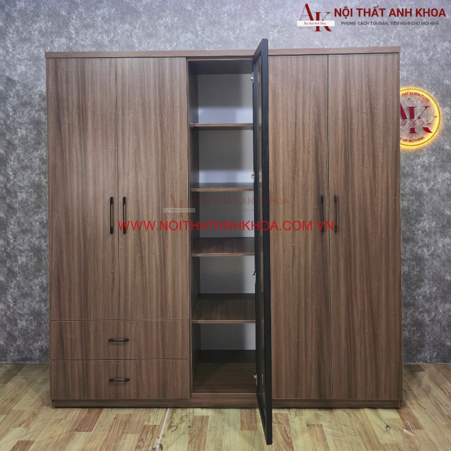 Tủ quần áo gỗ MDF kết hợp cánh kính sang trọng Tủ quần áo gỗ MDF kết hợp cánh kính sang trọng
