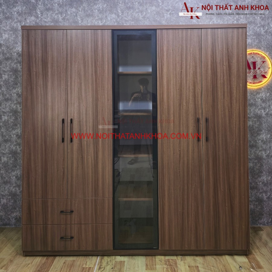 Tủ quần áo 5 cánh gỗ công nghiệp thiết kế đa năng Tủ quần áo 5 cánh gỗ công nghiệp thiết kế đa năng