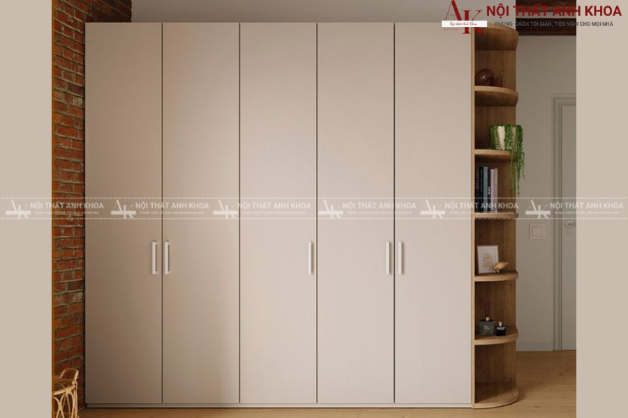 Tủ quần áo 5 cánh kết hợp kệ trang trí Tủ quần áo 5 cánh kết hợp kệ trang trí