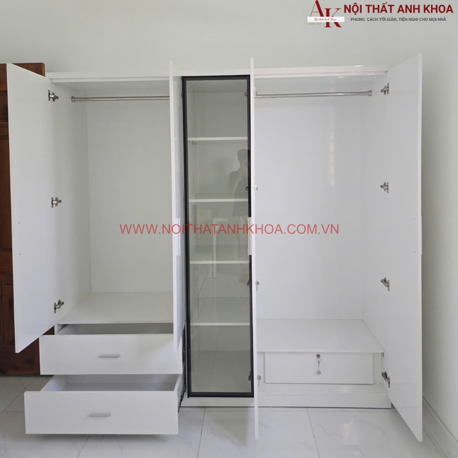 Tủ quần áo 5 cánh gỗ MDF hiện đại, bền bỉ Tủ quần áo 5 cánh gỗ MDF hiện đại, bền bỉ