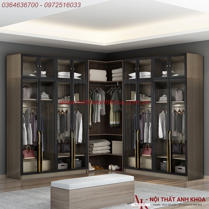 Tủ quần áo cánh kính cường lực gỗ MDF thiết kế sang trọng đẹp mắt Tủ quần áo cánh kính cường lực gỗ MDF thiết kế sang trọng đẹp mắt