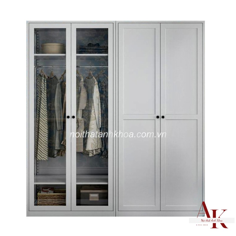 Tủ Quần Áo Cánh Kính Gỗ MDF Màu Trắng Sang Trọng Hiện Đại Tủ Quần Áo Cánh Kính Gỗ MDF Màu Trắng Sang Trọng Hiện Đại