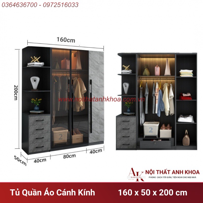 Tủ Quần Áo Cánh Kính Gỗ MDF Màu Xám Chì Đa Dạng Mẫu Mã Kích Thước Tủ Quần Áo Cánh Kính Gỗ MDF Màu Xám Chì Đa Dạng Mẫu Mã Kích Thước