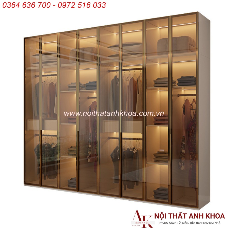 Tủ Quần Áo Cánh Kính Khung Gỗ MDF Cánh Kính Cường Lực Tủ Quần Áo Cánh Kính Khung Gỗ MDF Cánh Kính Cường Lực
