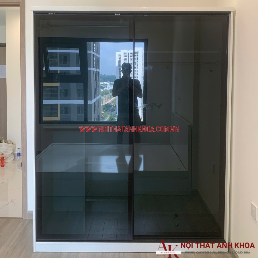 Tủ quần áo cánh kính lùa 2 cánh hiện đại cao cấp Tủ quần áo cánh kính lùa 2 cánh hiện đại cao cấp