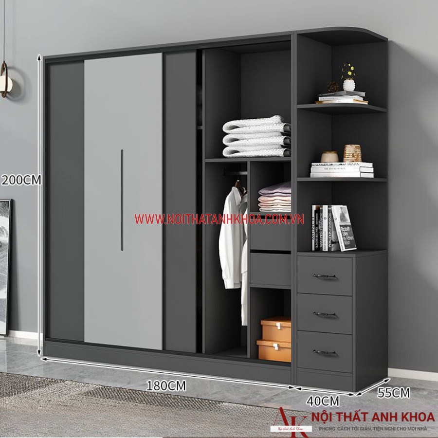 Tủ quần áo cửa trượt được làm từ gỗ MDF bền đẹp Tủ quần áo cửa trượt được làm từ gỗ MDF bền đẹp