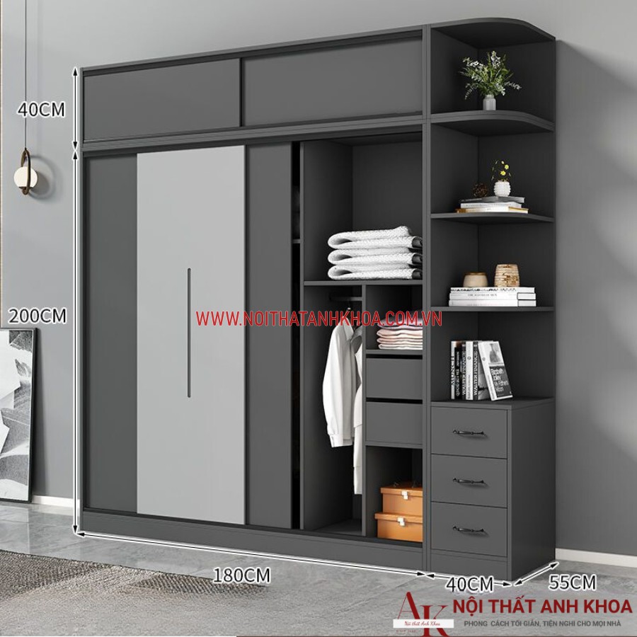 Không gian lưu trữ của tủ quần áo cánh trượt gỗ MDF cứng cáp Không gian lưu trữ của tủ quần áo cánh trượt gỗ MDF cứng cáp