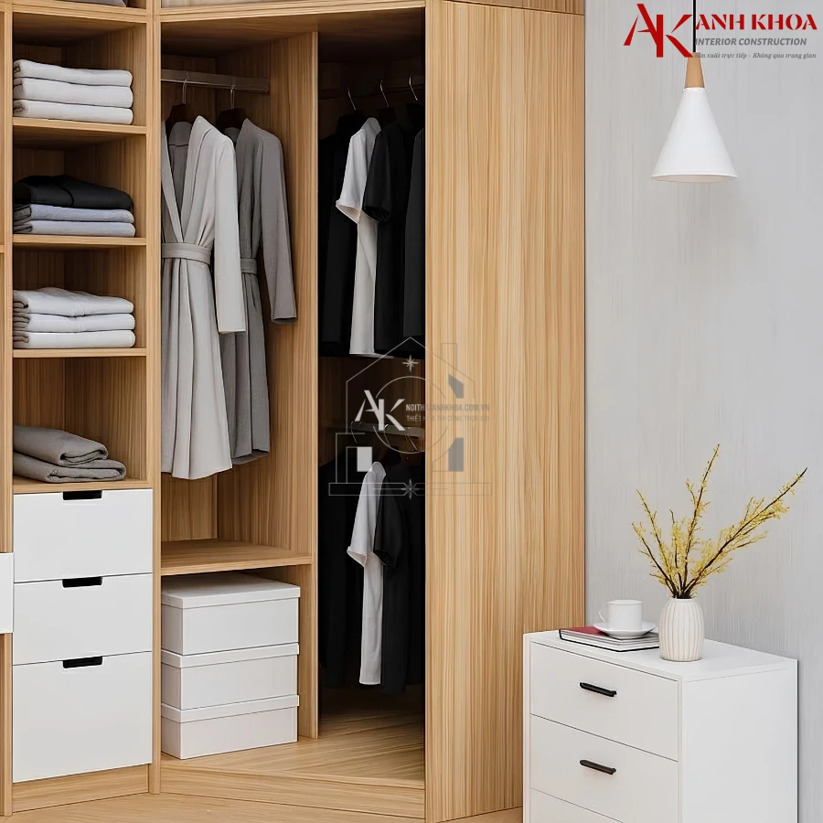 Tủ quần áo chữ L gỗ công nghiệp Tủ quần áo chữ L gỗ công nghiệp