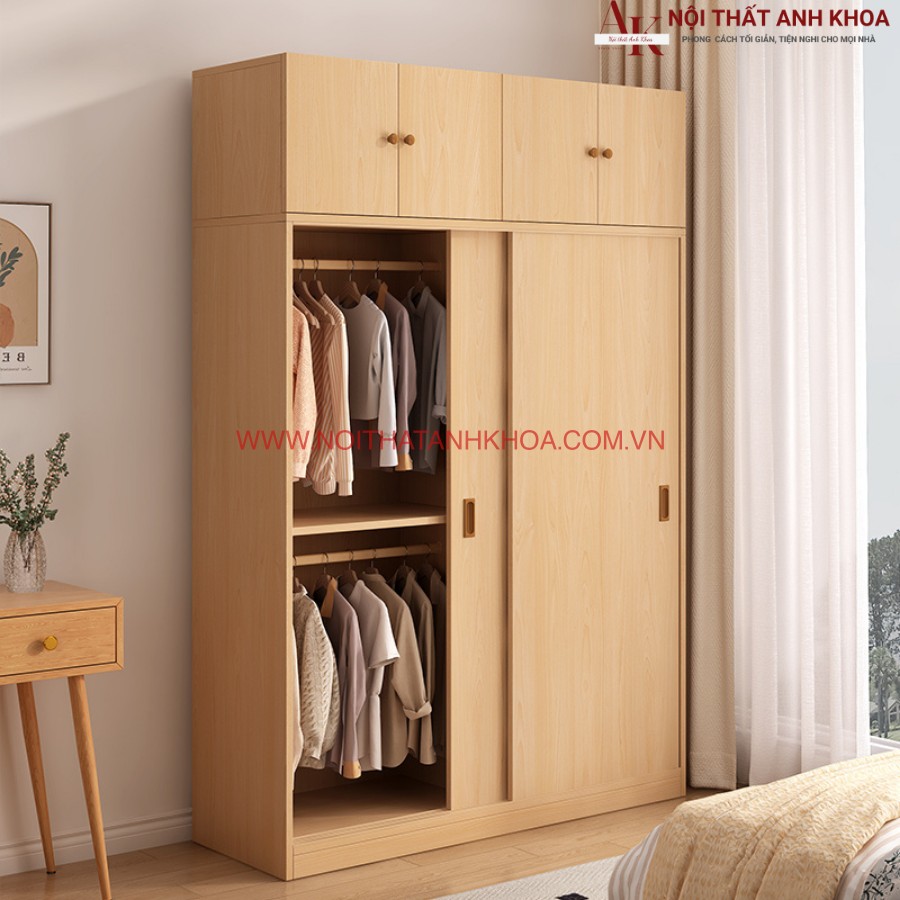 Không gian tủ quần áo cửa lùa 2 cánh rộng rãi Không gian tủ quần áo cửa lùa 2 cánh rộng rãi