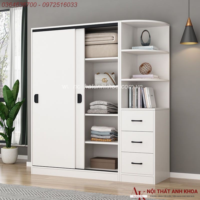 Tủ Quần Áo Cửa Lùa 2 Cánh Gỗ MDF Phủ Melamine Đẹp Hiện Đại Tủ Quần Áo Cửa Lùa 2 Cánh Gỗ MDF Phủ Melamine Đẹp Hiện Đại