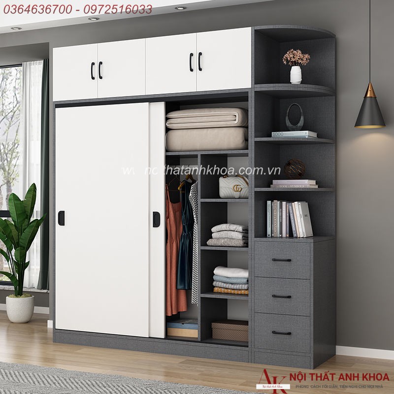 Tủ Quần Áo Cửa Lùa 2 Cánh Gỗ MDF Phủ Melamine Đẹp Hiện Đại Tủ Quần Áo Cửa Lùa 2 Cánh Gỗ MDF Phủ Melamine Đẹp Hiện Đại