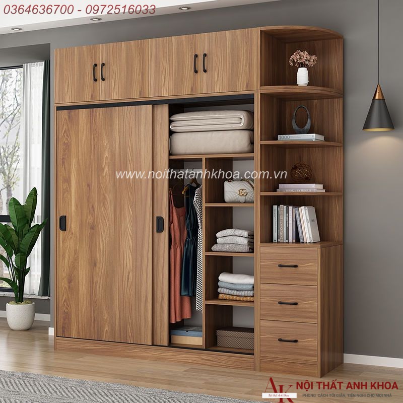 Tủ Quần Áo Cửa Lùa 2 Cánh Gỗ MDF Phủ Melamine Đẹp Hiện Đại Tủ Quần Áo Cửa Lùa 2 Cánh Gỗ MDF Phủ Melamine Đẹp Hiện Đại