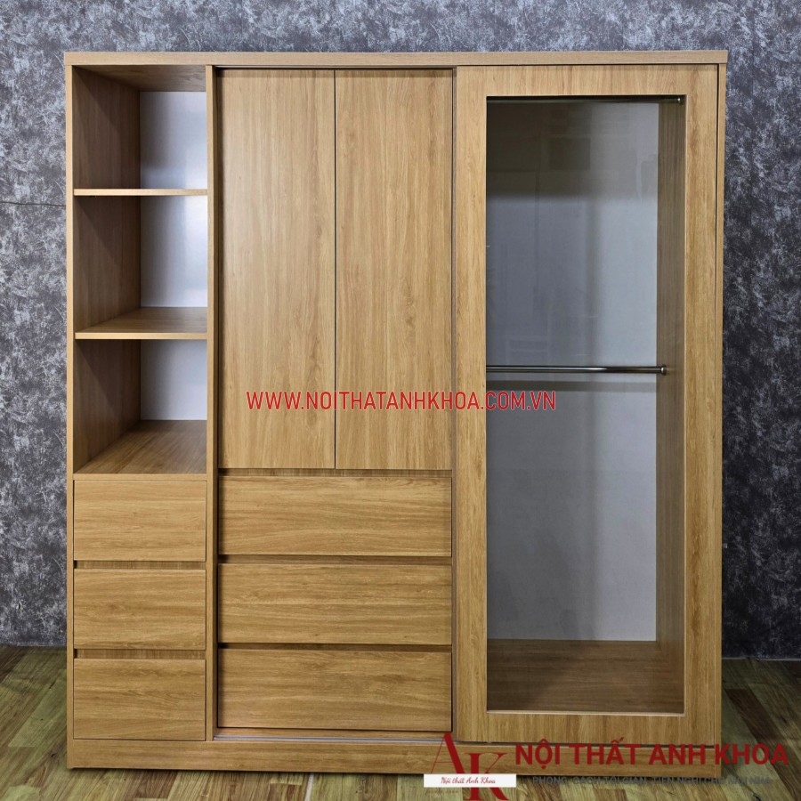 Tủ quần áo cửa lùa gỗ công nghiệp MDF Tủ quần áo cửa lùa gỗ công nghiệp MDF