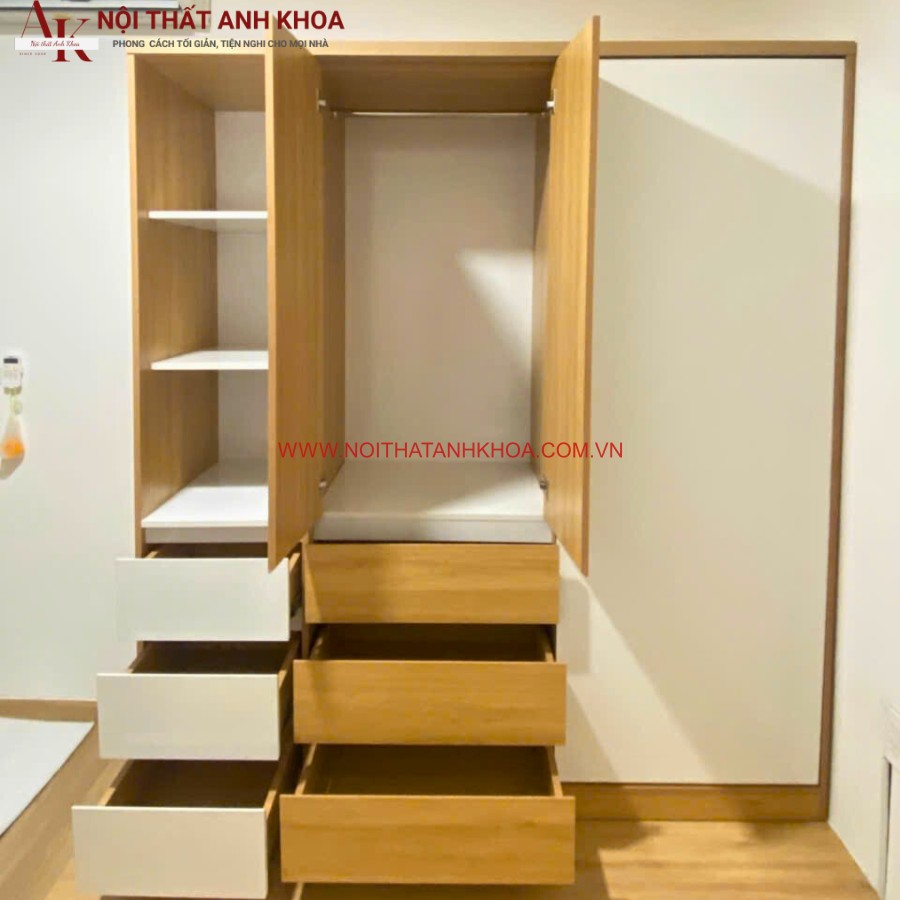 Tủ quần áo được làm từ gỗ công nghiệp MDF hiện đại, cứng cáp Tủ quần áo được làm từ gỗ công nghiệp MDF hiện đại, cứng cáp