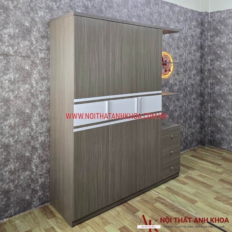 Tủ quần áp gỗ công nghiệp MDF 3 cánh kiểu dáng hiện đại Tủ quần áp gỗ công nghiệp MDF 3 cánh kiểu dáng hiện đại