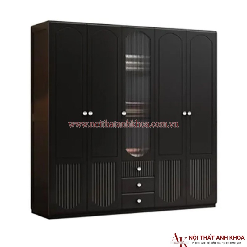 Tủ Quần Áo Gỗ Công Nghiệp 5 Cánh Màu Đen Đẹp Hiện Đại Tủ Quần Áo Gỗ Công Nghiệp 5 Cánh Màu Đen Đẹp Hiện Đại
