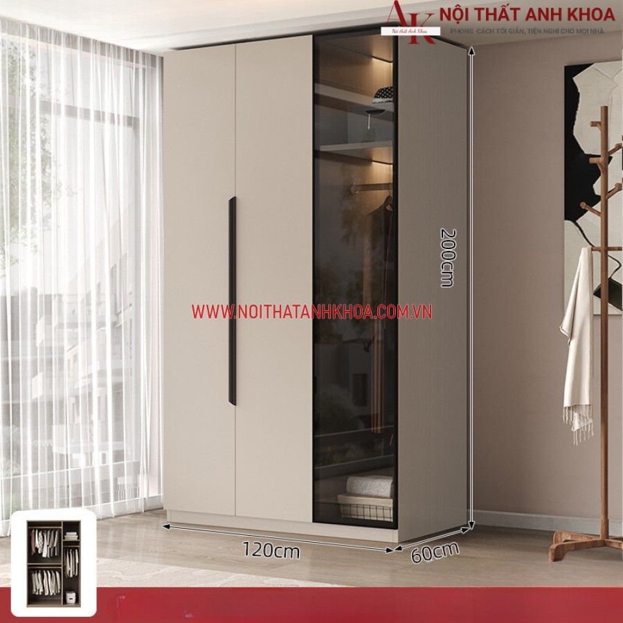 Tủ cánh kính khung gỗ MDF cứng cáp, bền đẹp Tủ cánh kính khung gỗ MDF cứng cáp, bền đẹp