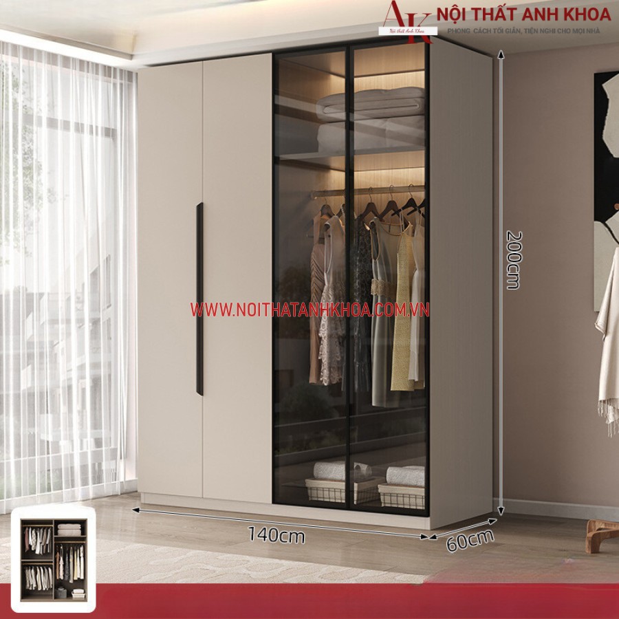 Kích thước tủ quần áo gỗ công nghiệp kết hợp cánh kính màu sắc đẹp sang trọng Kích thước tủ quần áo gỗ công nghiệp kết hợp cánh kính màu sắc đẹp sang trọng