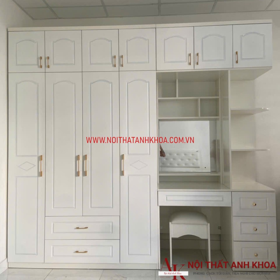 Tủ Quần Áo Gỗ Công Nghiệp MDF Màu Trắng Sang Trọng Hiện Đại Tủ Quần Áo Gỗ Công Nghiệp MDF Màu Trắng Sang Trọng Hiện Đại