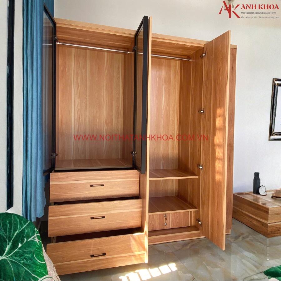 Tủ quần áo gỗ công nghiệp phối cánh kính đẹp sang trọng Tủ quần áo gỗ công nghiệp phối cánh kính đẹp sang trọng