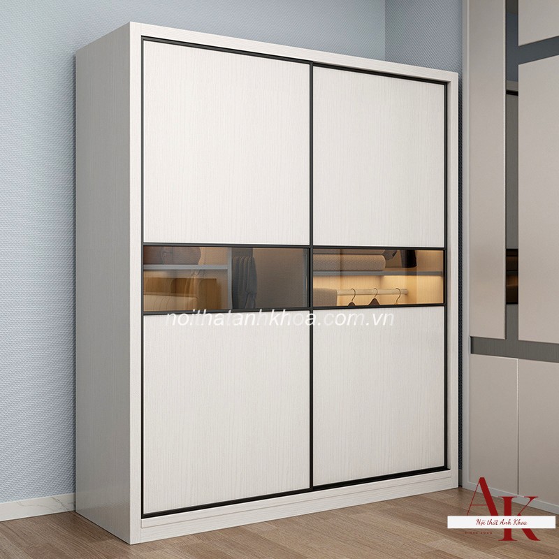 Tủ Quần Áo Gỗ MDF Màu Trắng Phối Cánh Kính Đẹp Hiện Đại Tủ Quần Áo Gỗ MDF Màu Trắng Phối Cánh Kính Đẹp Hiện Đại