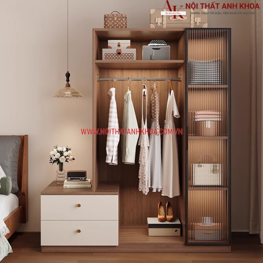 Không gian lưu trữ tủ quần áo hiện đại gỗ công nghiệp Không gian lưu trữ tủ quần áo hiện đại gỗ công nghiệp