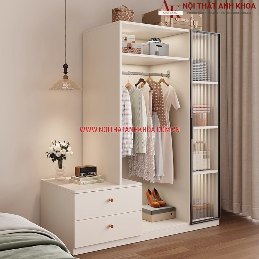 Tủ quần áo hiện đại màu trắng thanh lịch Tủ quần áo hiện đại màu trắng thanh lịch
