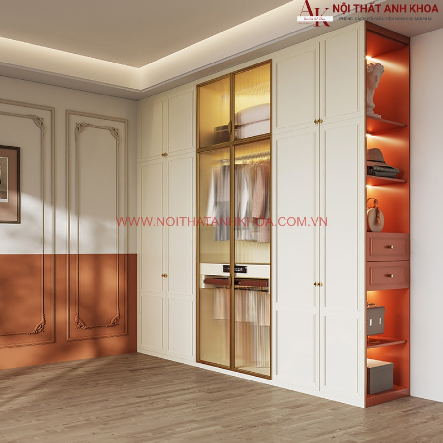 Tủ quần áo hiện đại kết hợp cánh kính sang trọng Tủ quần áo hiện đại kết hợp cánh kính sang trọng