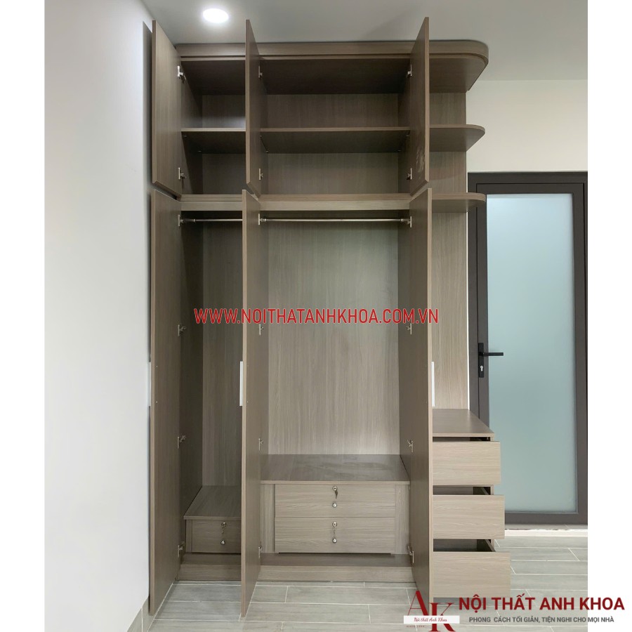  Tủ quần áo gỗ công nghiệp MDF cao kịch trần 