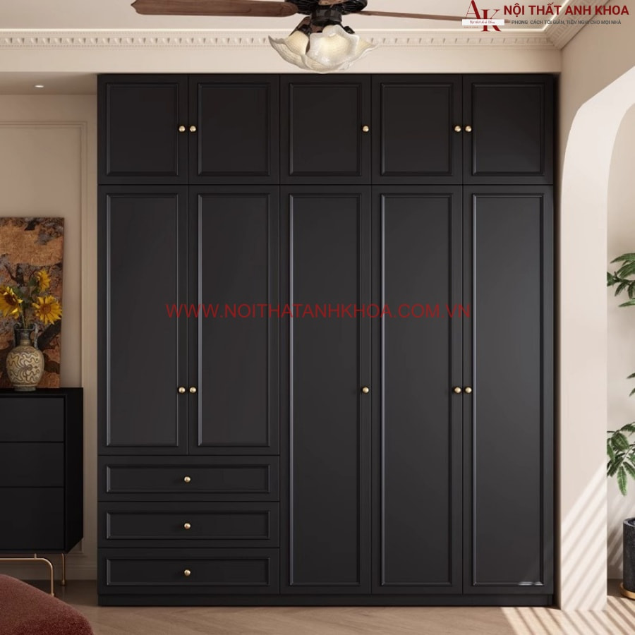 Tủ quần áo màu đen gỗ MDF đẹp lịch lãm Tủ quần áo màu đen gỗ MDF đẹp lịch lãm