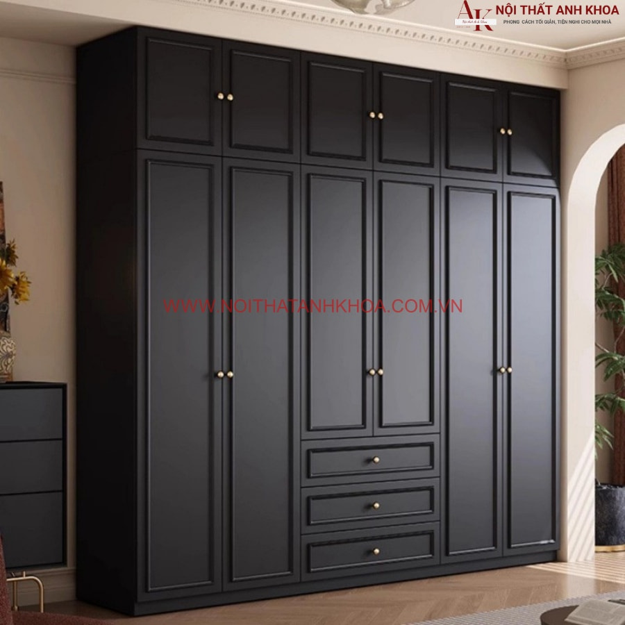 Tủ quần áo màu đen gỗ MDF đẹp lịch lãm Tủ quần áo màu đen gỗ MDF đẹp lịch lãm