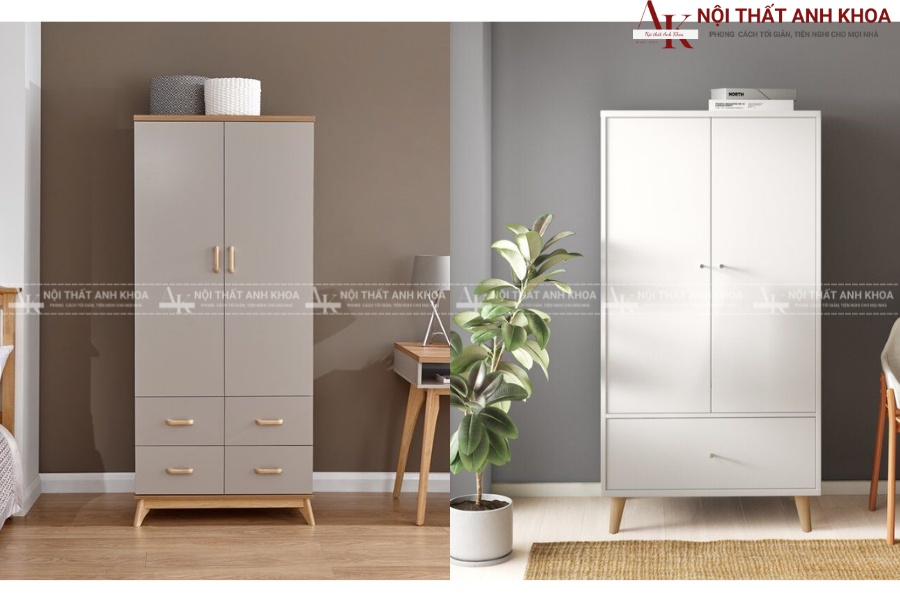 Tủ quần áo MDF 2 cánh đơn giản Tủ quần áo MDF 2 cánh đơn giản
