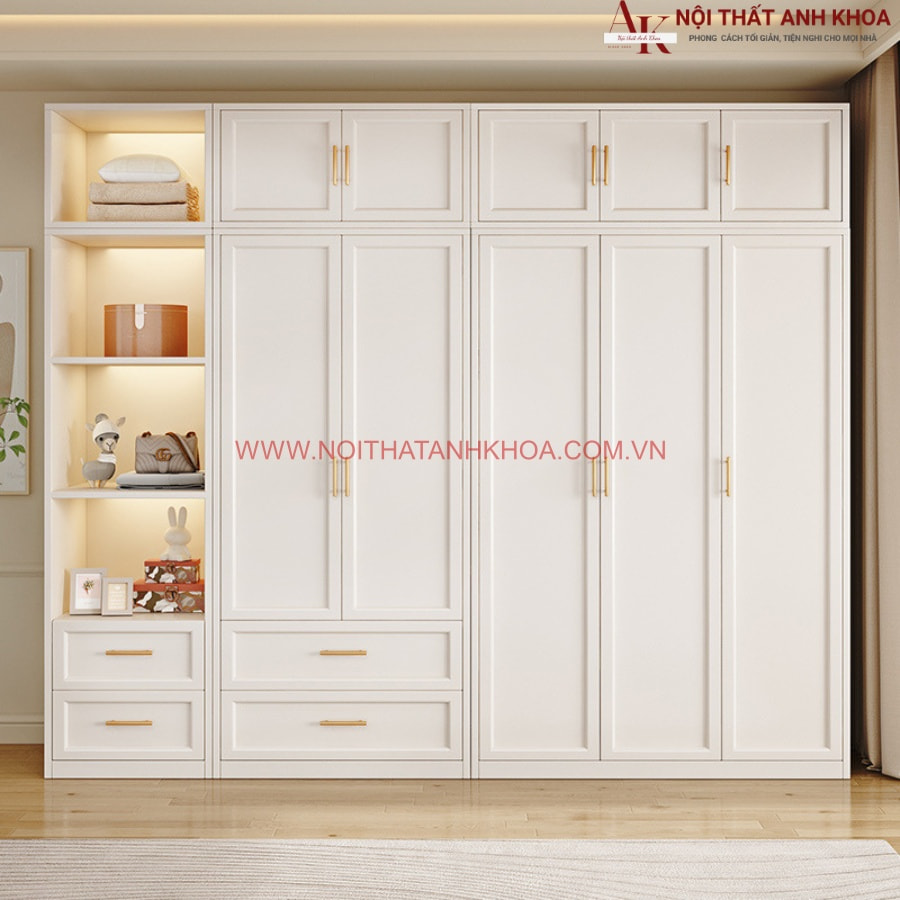 Tủ quần áo tân cổ điển gam màu thanh lịch, sang trọng Tủ quần áo tân cổ điển gam màu thanh lịch, sang trọng