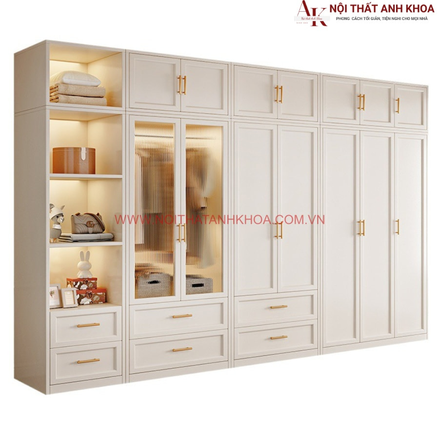 Tủ quần áo được làm từ gỗ công nghiệp gam màu trắng sang trọng Tủ quần áo được làm từ gỗ công nghiệp gam màu trắng sang trọng