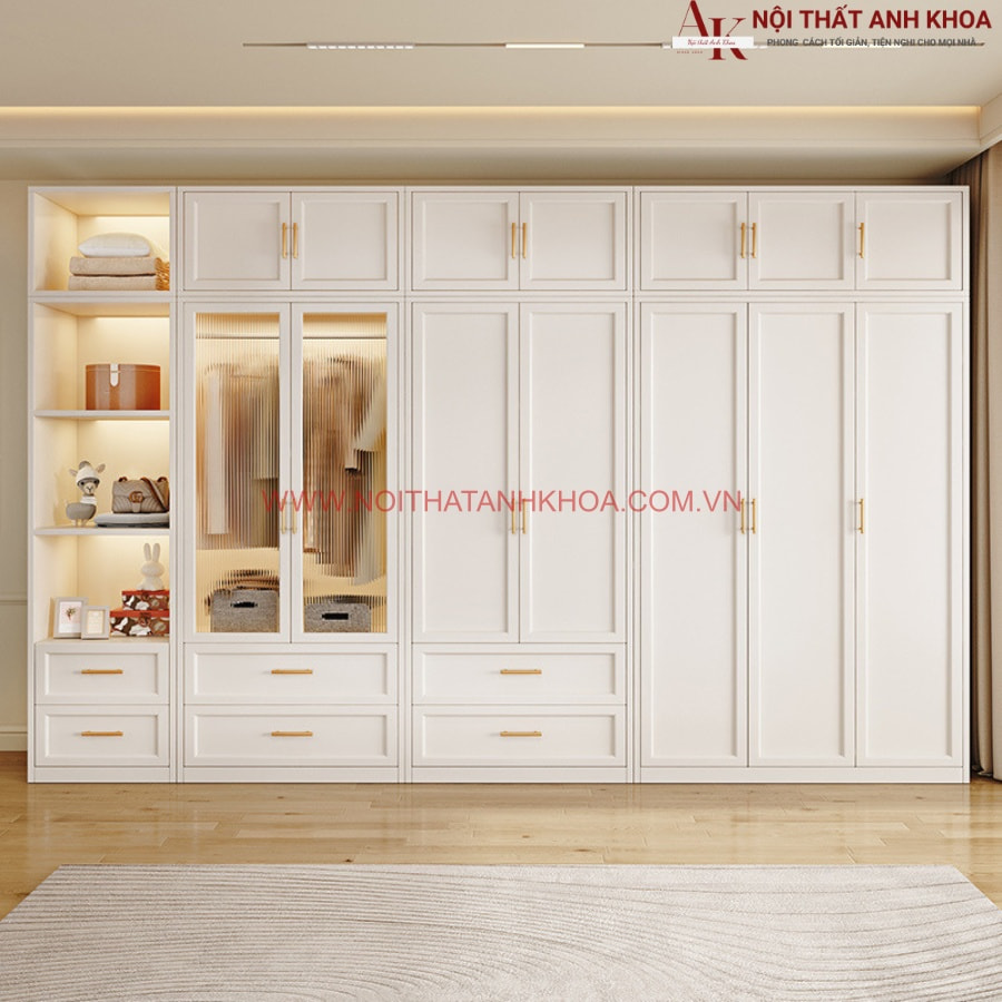 Tủ quần áo tân cổ điển phong cách sang trọng, hiện đại màu trắng Tủ quần áo tân cổ điển phong cách sang trọng, hiện đại màu trắng